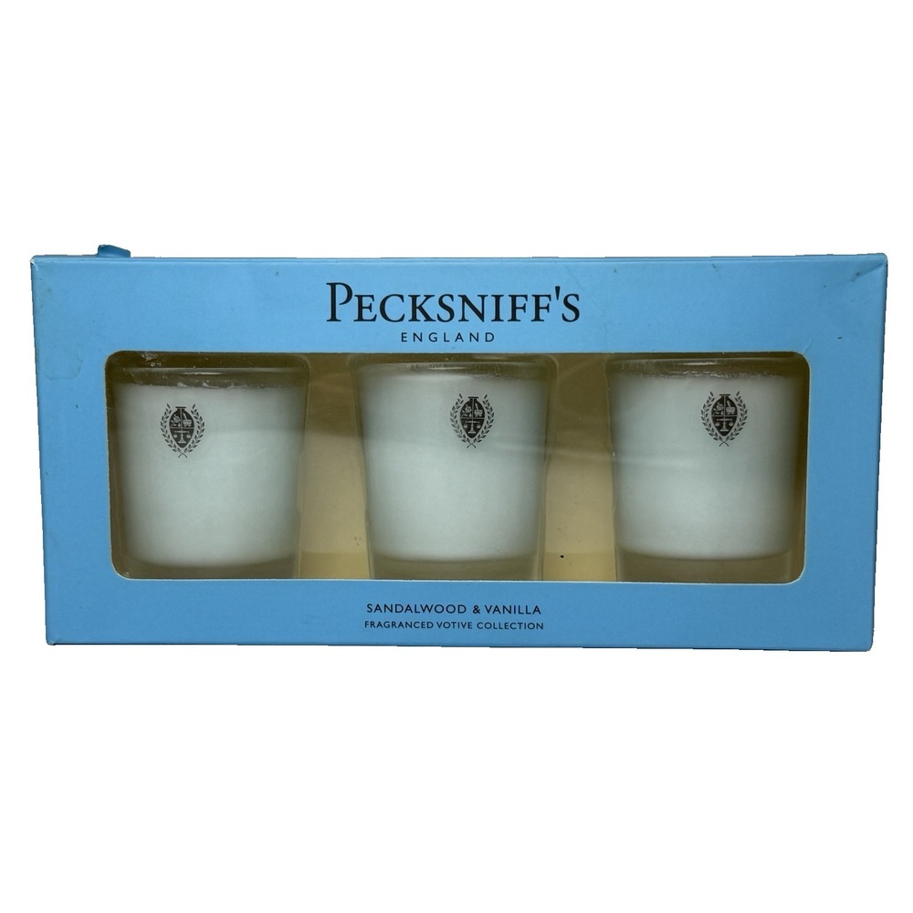 Pecksniffs 3 Sandalwood and‎ Vanilla Fragrant Votive Candles Tropical Summer NEW